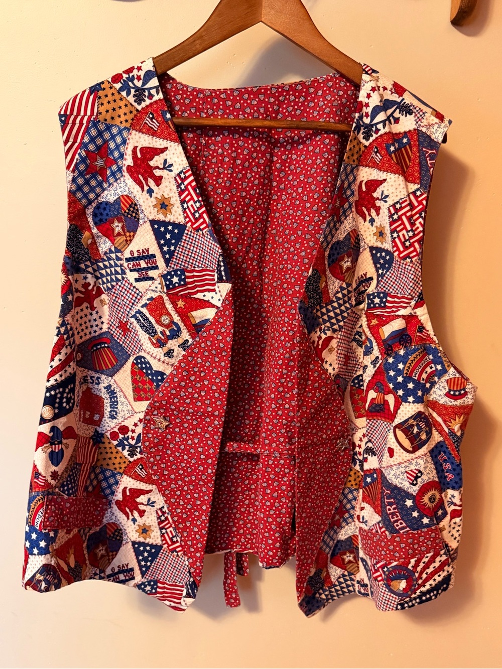 Handmade Americana USA July 4th Reversible Cotton Vest